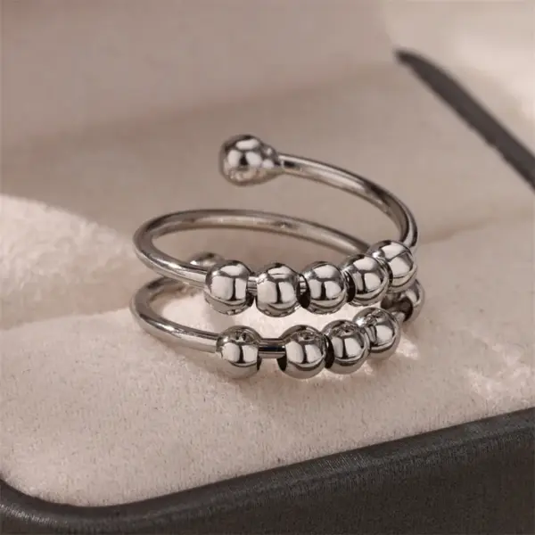 Wholesale PVD Coated Real Gold Plated Ball 304 Stainless Steel Novelty Classic Style Commute Waterproof Non Tarnish Open Rings