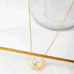 Wholesale PVD Coated 18K Gold Real Gold Plated Geometric 304 Stainless Steel Simple Style Waterproof Non Tarnish 304 Stainless Steel Necklace