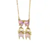 Wholesale Vintage Style Cartoon Character Doll Heart Shape Copper Plating Inlay Zircon Pendant Necklace