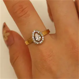 04 18K Real Gold (Large Water Drop) WG-1286 / Adjustable Opening / 1 Piece