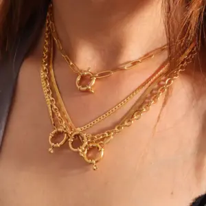 Wholesale Jewelry Casual Basic Commute Solid Color 304 Stainless Steel 18K Gold Plated Pendant Necklace