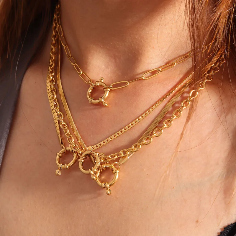 Wholesale Jewelry Casual Basic Commute Solid Color 304 Stainless Steel 18K Gold Plated Pendant Necklace