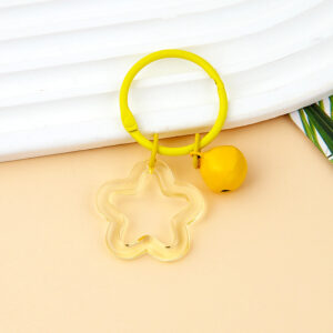 Yellow transparent five-pointed star 3cm circlip 14mm bell