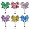 Wholesale Acrylic pink bow retractable name tag Badge Reels