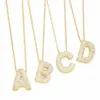 Wholesale Copper Gold Plated Simple Style Letter Inlay Zircon Pendant Necklace