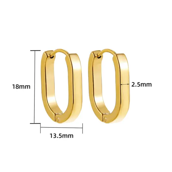 Wholesale 201 Stainless Steel Oval PVD Coated 18K Real Gold Plated Simple Style Plating Gold Earrings