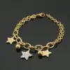 Wholesale Fashion Star 304 Stainless Steel 18K Gold Plated Rhinestones Stainless Steel Bracelets In Bulk