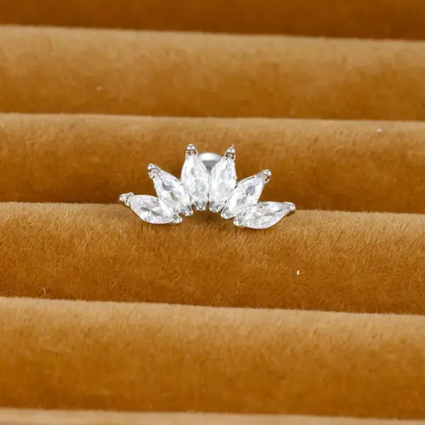 Wholesale 1 Piece Simple Style Heart Shape Crown Flower Plating Inlay Stainless Steel Zircon Ear Studs