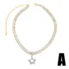 Wholesale Luxurious Simple Style Shiny Star Heart Shape Copper 18k Gold Plated Silver Plated Zircon Pendant Necklace In Bulk