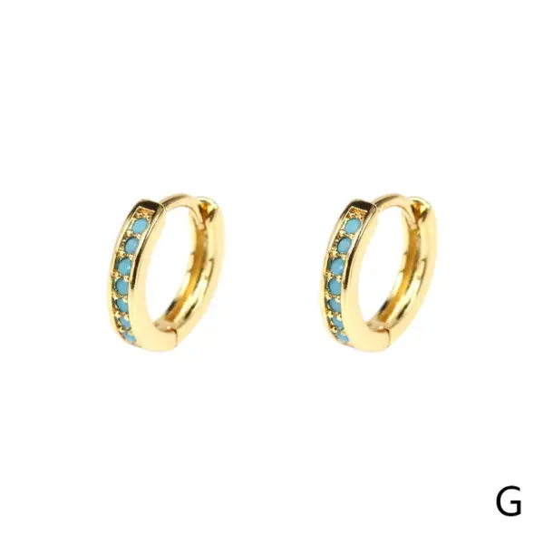 Wholesale Fashion Round Gold Plated Copper Zircon Hoop Earrings