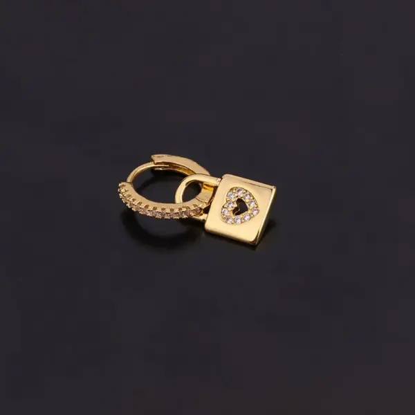 Wholesale 1 Piece Lady Geometric Copper Inlaid Zircon Earrings