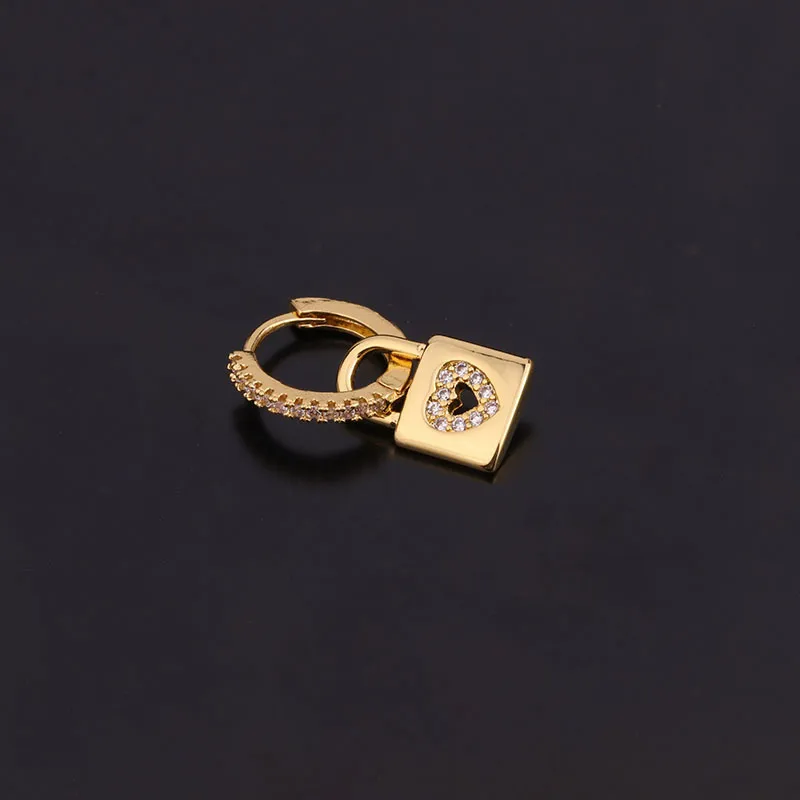 Wholesale 1 Piece Lady Geometric Copper Inlaid Zircon Earrings