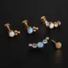 Fashion Round Stainless Steel Inlay Zircon Lip Stud 1 Piece