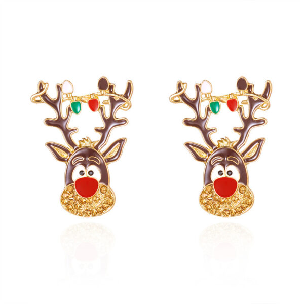 Wholesale Christmas light string reindeer and rhinestone snowman earrings