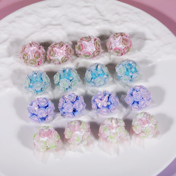 Wholesale Luxurious Heavy-Duty Butterfly Rose Flower Ball with Through-Hole Versatile Loose Beads DIY Beaded Phone Chain Bag Pendant Accessory