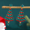 Wholesale Diamond-encrusted Christmas tree earrings