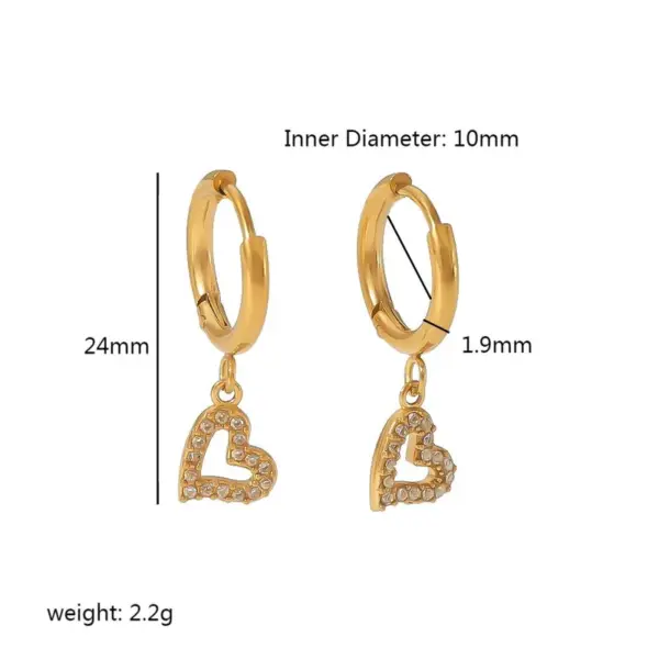 Wholesale PVD Coated Real Gold Plated Hexagram Heart Shape Eye 304 Stainless Steel Streetwear Waterproof Non Tarnish Drop Earrings