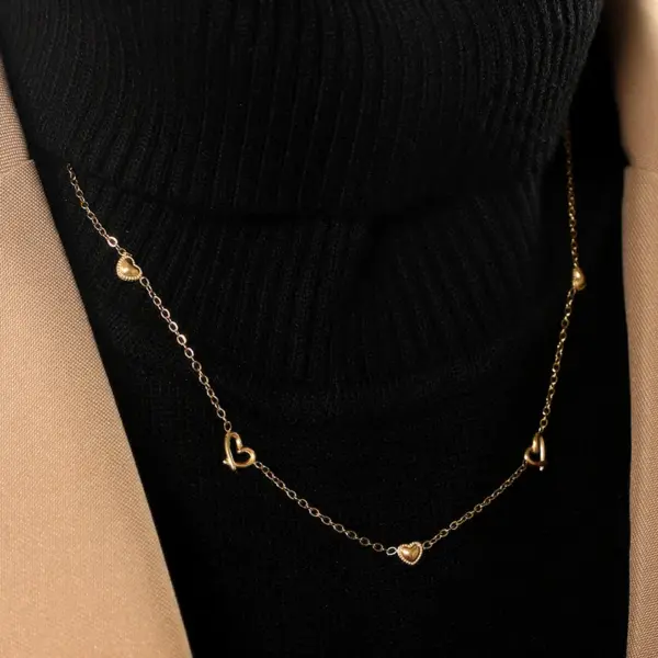 PVD Coated Heart Shape 304 Stainless Steel Simple Style Shiny Waterproof Non Tarnish 304 Stainless Steel Pendant Necklace