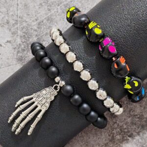 Wholesale European and American Cross-Border Halloween Dark Style Hand Ornaments Personalized Skull Beaded Bracelets Skull Hand Spider Web Bracelets Trendy