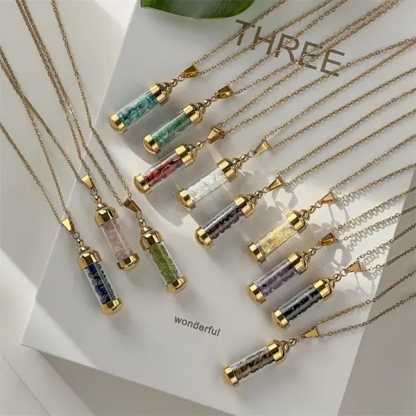 Wholesale Jewelry Elegant Streetwear Geometric Stainless Steel Gravel Plating Pendant Necklace