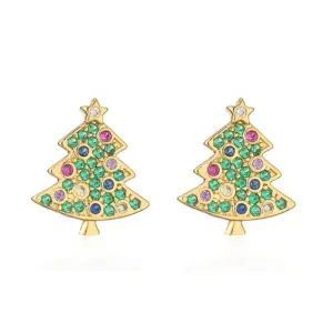 Golden Colorful Crystals Christmas Tree 1 Pair