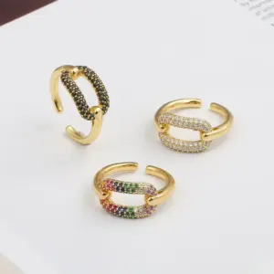 Wholesale Fashion Geometry Pattern Inlaid Copper Zircon Ring Wholesale