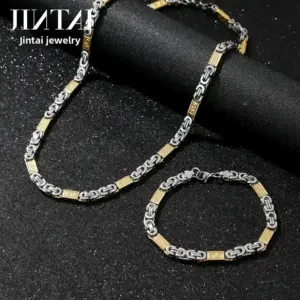 Steel Gold 6mm*60cm Top Chain + Bracelet Set / Stainless Steel S.STEEL