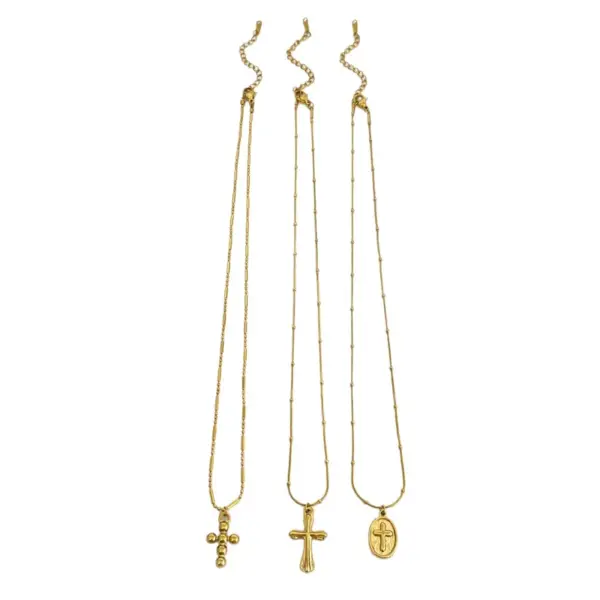 316L Stainless Steel Cross Waterproof Non Tarnish Surgical Steel Simple Style Classic Style Pendant Necklace For Women's