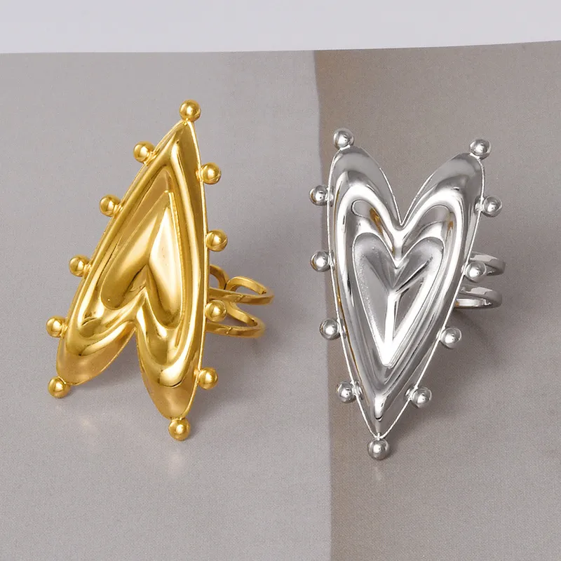 Wholesale Ion Plating (IP) Real Gold Plated 18K Gold Geometric 304 Stainless Steel Casual Simple Style Streetwear Waterproof Non Tarnish Open Rings