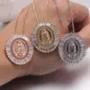 Wholesale Copper Rose Gold Plated Gold Plated Retro Commute Plating Inlay Portrait Zircon Pendant Necklace