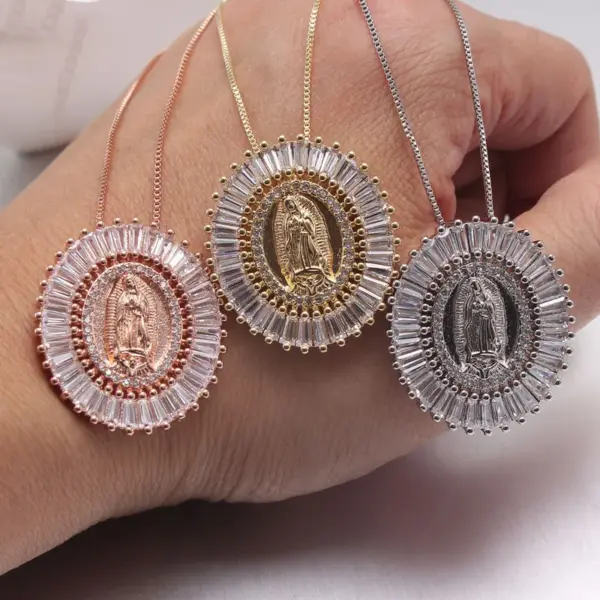 Wholesale Copper Rose Gold Plated Gold Plated Retro Commute Plating Inlay Portrait Zircon Pendant Necklace