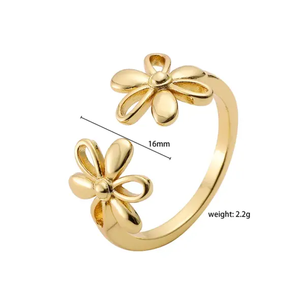 Wholesale Retro French Style Simple Style Daisy Copper 18k Gold Plated Open Rings In Bulk