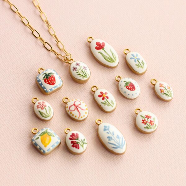 Wholesale European and American Niche Fresh Plant Series Necklace DIY Lemon Strawberry Bow Pendant Necklace Clavicle Chain