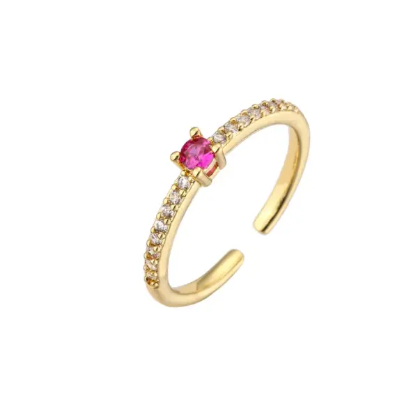 Wholesale Fashion Copper Micro-encrusted Zircon Colored Row Diamond Thin Ring