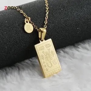 Wholesale Jewelry Fashion Square Constellation 304 Stainless Steel 18K Gold Plated Plating Stainless Steel Necklaces