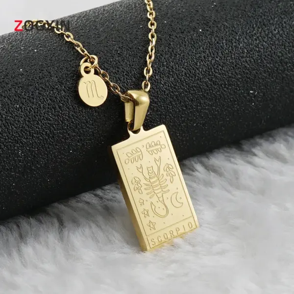 Wholesale Jewelry Fashion Square Constellation 304 Stainless Steel 18K Gold Plated Plating Stainless Steel Necklaces