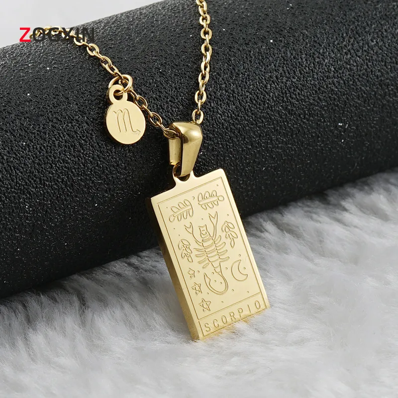 Wholesale Jewelry Fashion Square Contion 304 Stainless Steel 18K Gold Plated Plating Stainless Steel Necklaces