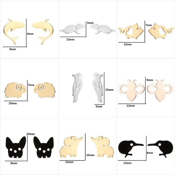 PVD Coated 18K Gold Real Gold Plated Animal 304 Stainless Steel Simple Style Waterproof Non Tarnish Ear Studs