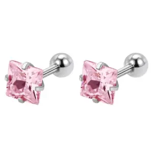 4mm Square Pink Zirconium (a Pair)