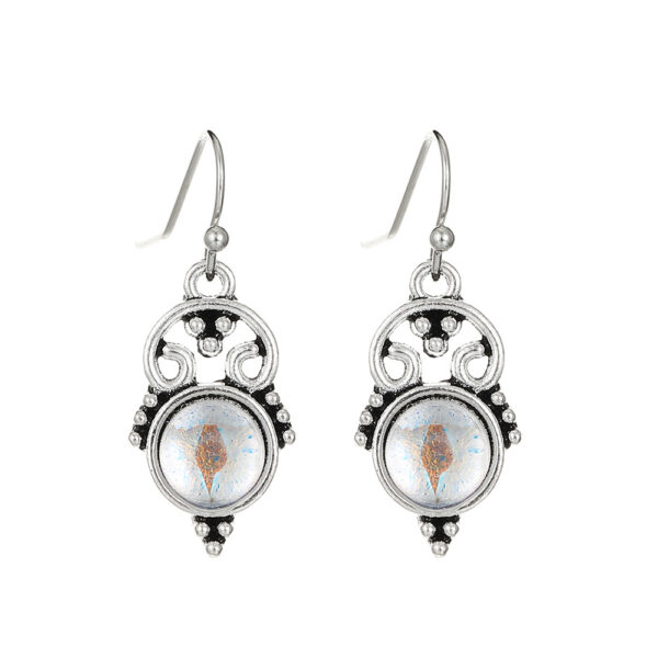 Wholesale Cross-border Moonstone Retro Water op Earrings European and American Creative Topaz Rainbow Gem Earrings Turquoise Earrings