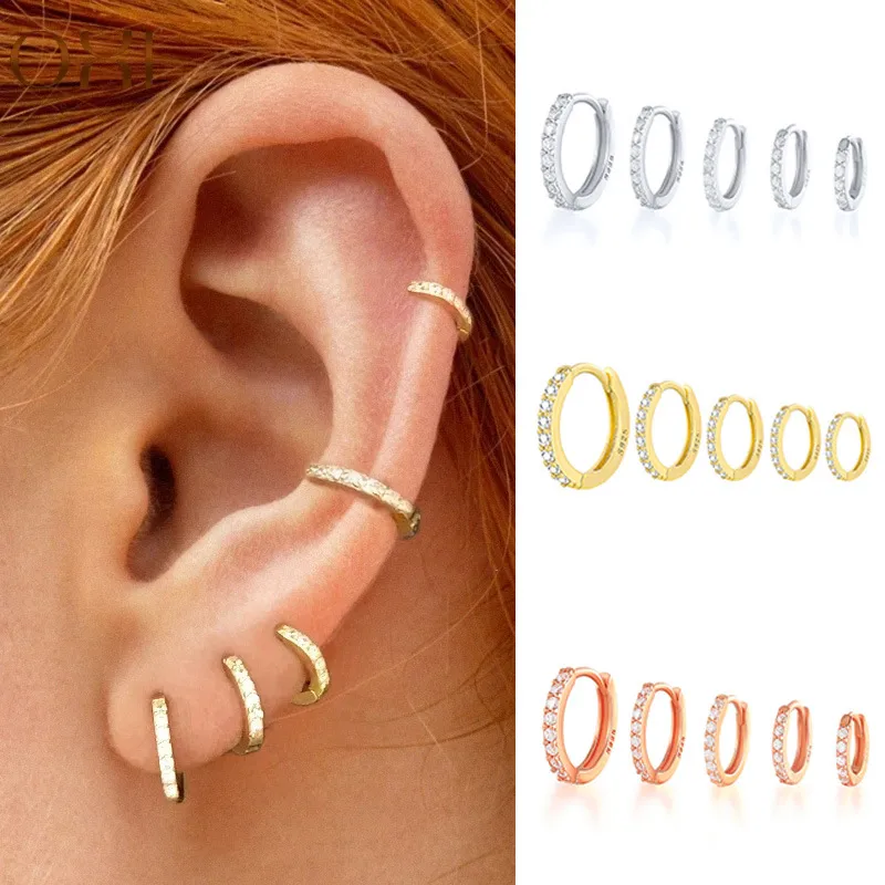 Wholesale New Ear Buckle Korean Simple Row Zircon Earrings Female Round Small Copper Ear Nails
