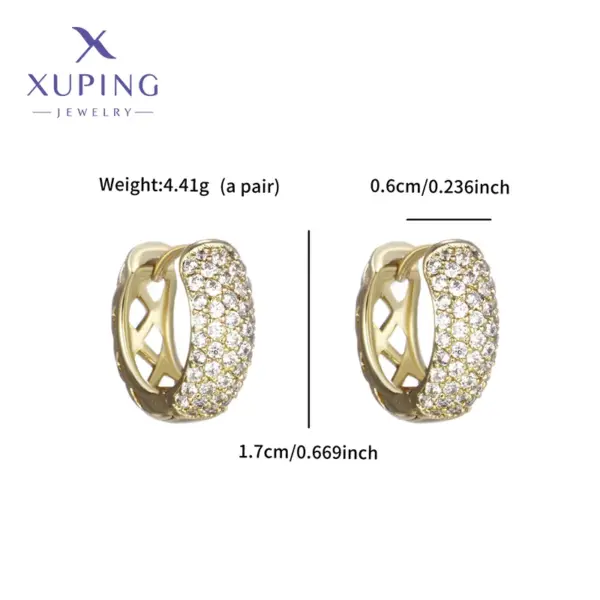Wholesale 1 Pair XUPING Simple Style Commute Circle Inlay Copper Artificial Gemstones 18K Gold Plated Hoop Earrings