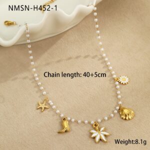 Nmsn-h452-1 pearl ocean necklace / 18K