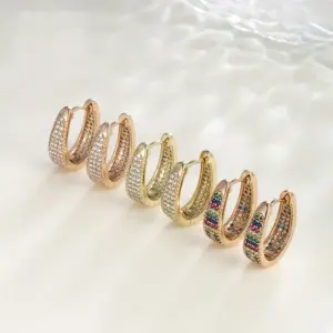 1 Pair XUPING Simple Style Commute Geometric Inlay Copper Artificial Gemstones 18K Gold Plated Earrings