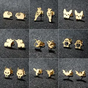 PVD Coated 18K Gold Real Gold Plated Animal 304 Stainless Steel Sweet Artistic Waterproof Non Tarnish Ear Studs
