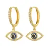 Wholesale Fashion Heart Devil Eye Plated 14k Real Gold Zircon Pearl Copper Earrings