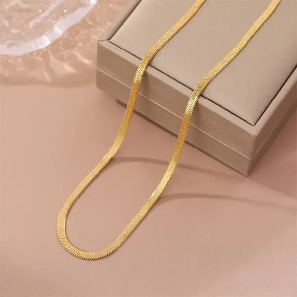 Wholesale 304 Stainless Steel Titanium Steel Solid Color Vacuum Plating Real Gold Plated 18K Gold Hip-Hop Waterproof Non Tarnish Blade Chain Necklace