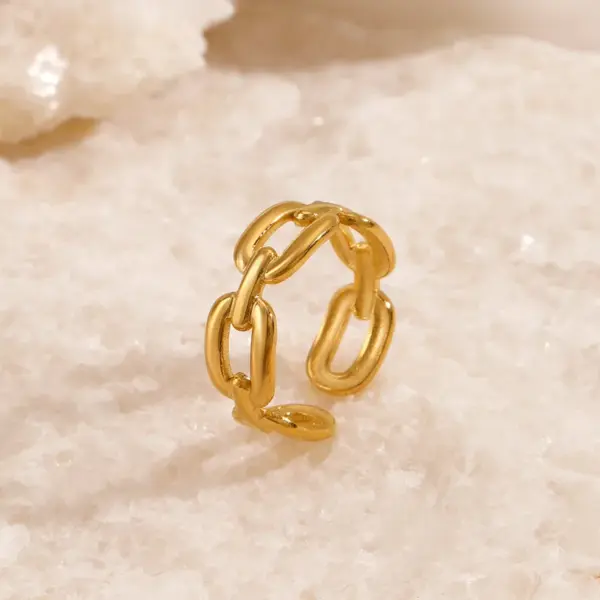 oly-8f0dab34f812d0e4dcc95569180da34e Wholesale PVD Coated 18K Gold Plated Geometric 304 Stainless Steel Classic Style Waterproof Non Tarnish Open Ring