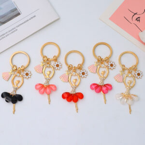 Wholesale Elegant Ballet Girl Keychain Rhinestone Dancer Ballet Dress Pendant Keyring Bag Hanging Gifts