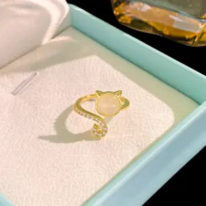 Gold Opal Zircon Ring